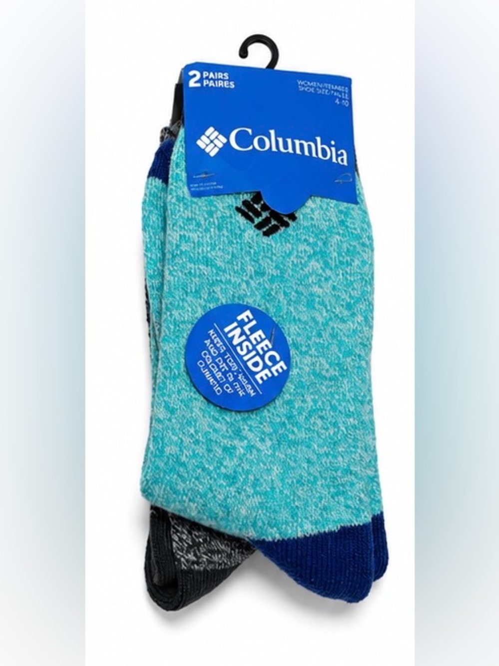 Columbia 2-Pack Fleece Lined Crew Socks
Women's Size 4-10 | Geyser & Navy